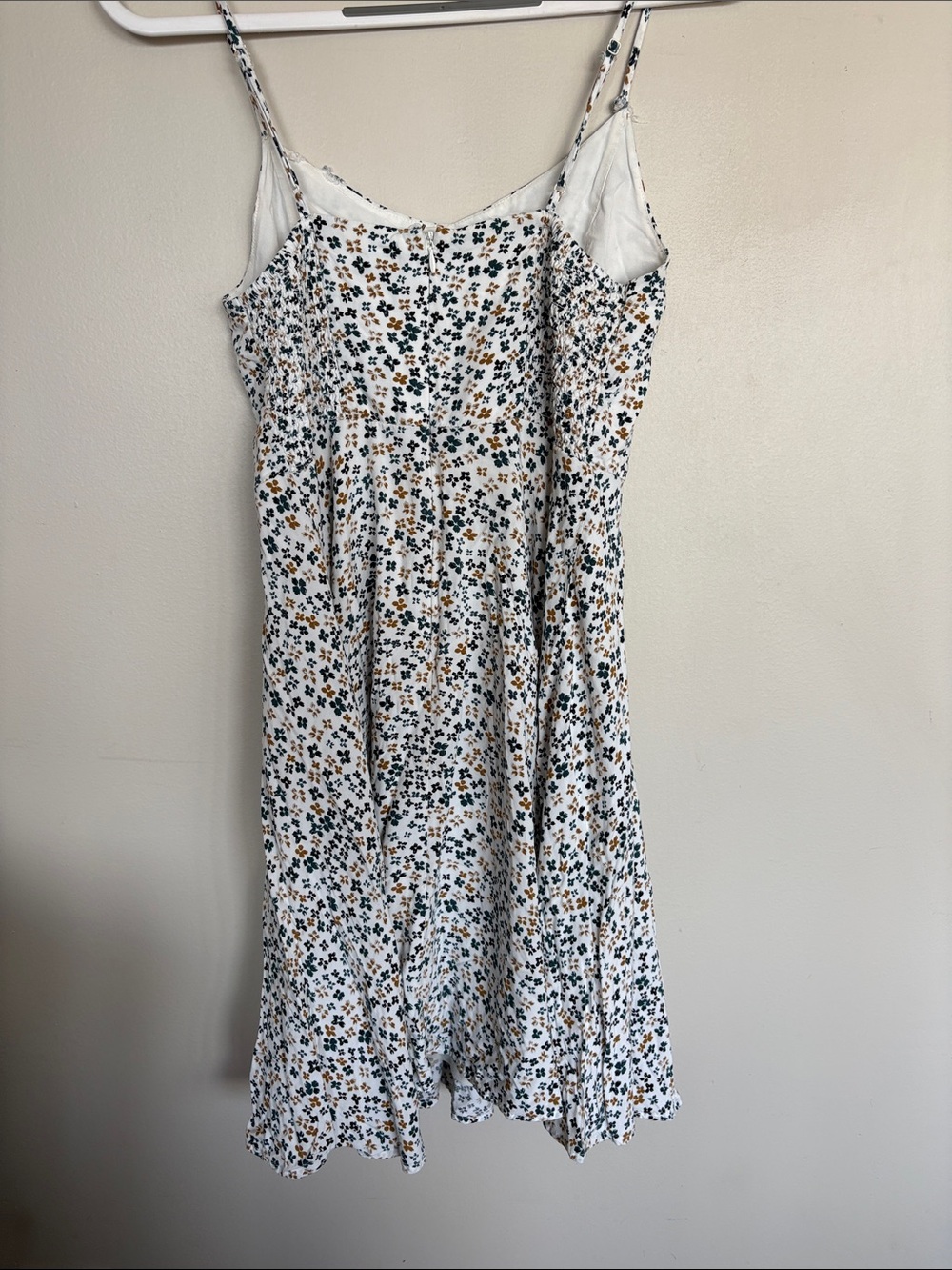 Old Navy Floral Smocked Sundress White Green Brown Medium - Picture 4 of 8